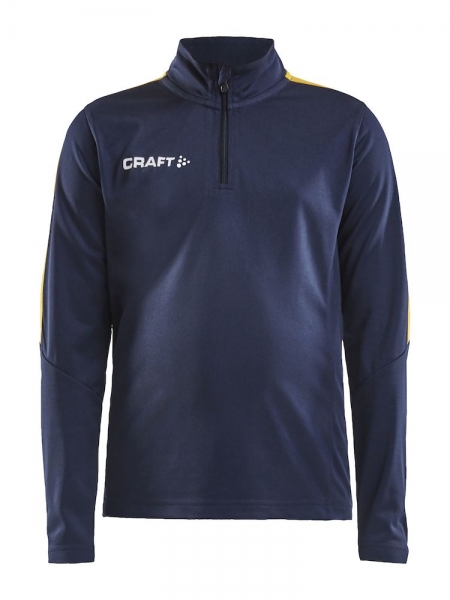 Kinder Trainingssweat - Craft Progress Halfzip - Navy/Gelb