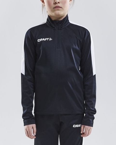 Kinder Trainingssweat - Craft Progress Halfzip - Schwarz/Weiß